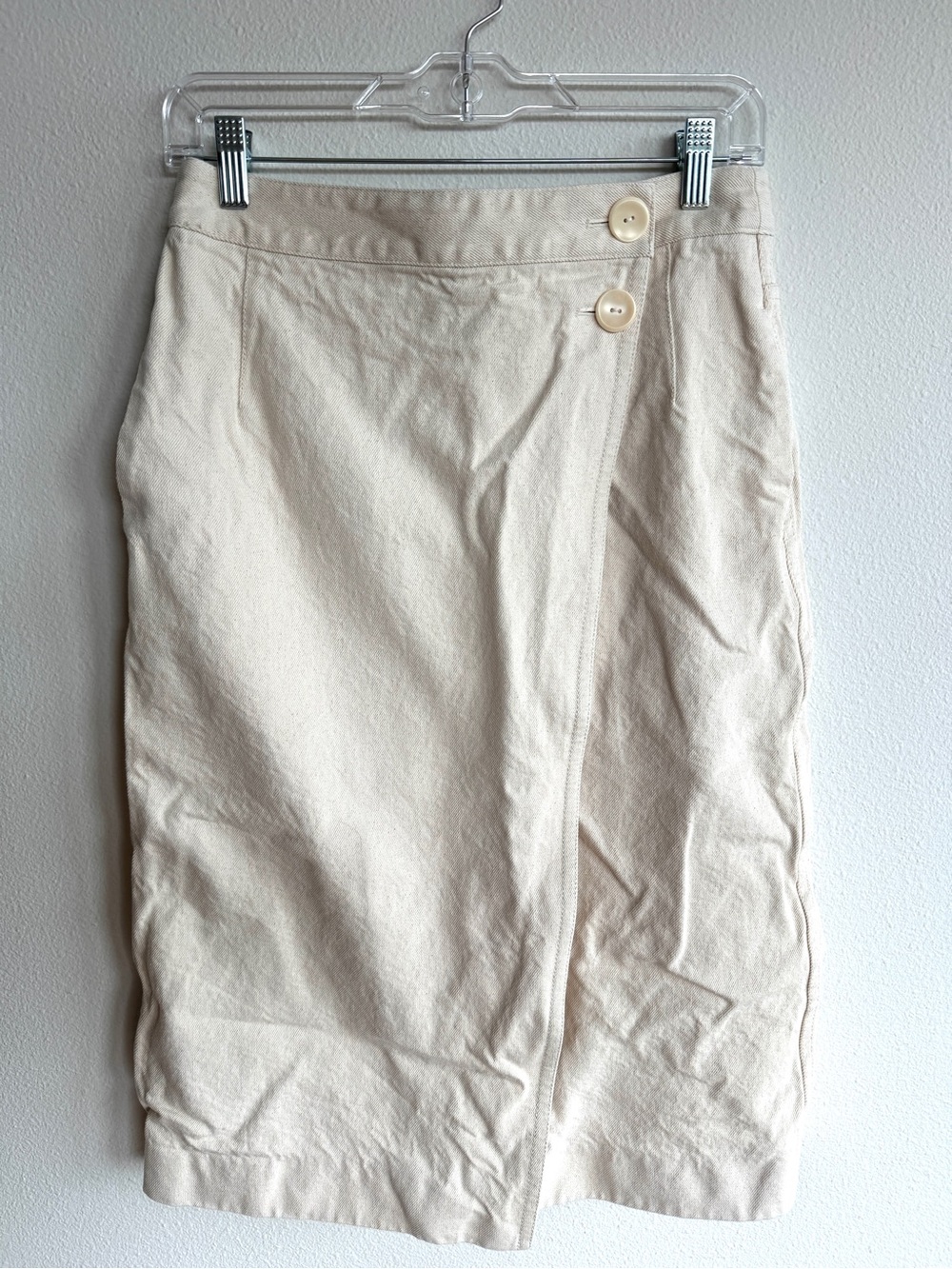 Maria McManus Organic & Recycled Cotton Wrap Midi Skirt Ivory Size 4